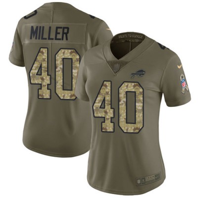 Nike Buffalo Bills #40 Von Miller OliveCamo Women's Stitched NFL Limited 2017 Salute To Service Jersey